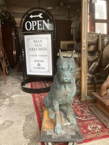 Bronze garden statue of a dog