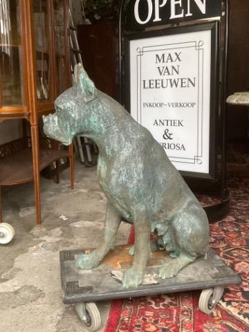 Bronze garden statue of a dog