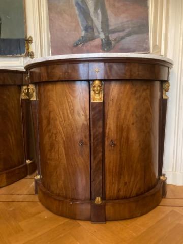 Empire. Pair of demi lune commodes