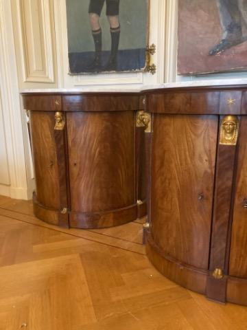 Empire. Pair of demi lune commodes